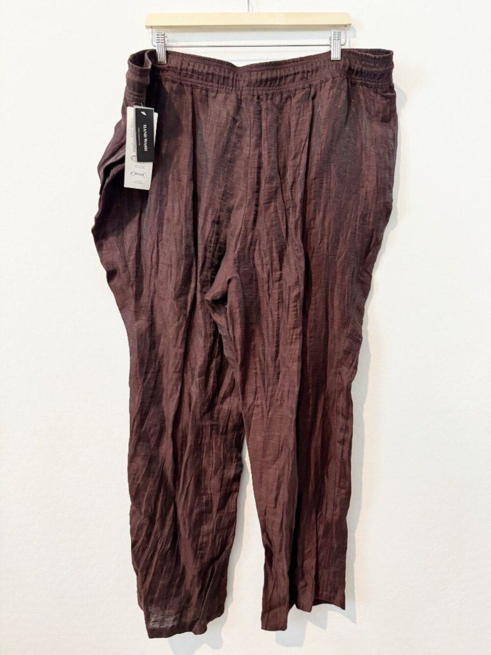 NWT Peter Nygard Linen Blend Crinkle Pull On Wide Leg Pants Plus Size New 2X - Picture 10 of 10
